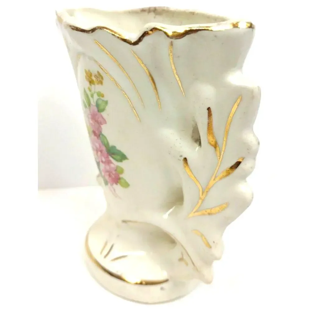 Vintage Staffordshire Style Rose Vase Crown Stafford China 5.5” Tall